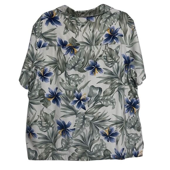 Havana Jack's Cafe Hawaiian Shirt Women's 1X Green Floral Button Front Rayon - Picture 9 of 12